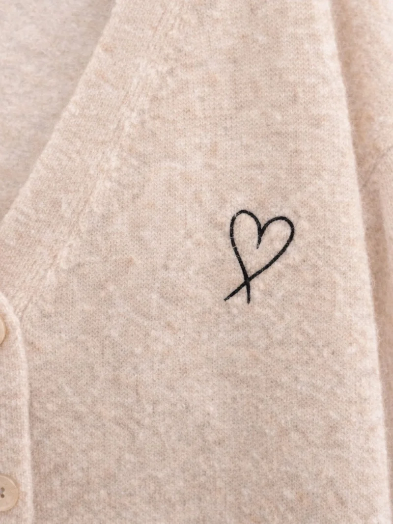 ميكسراي Mixray Oversized Knit Cardigan with Heart Detail