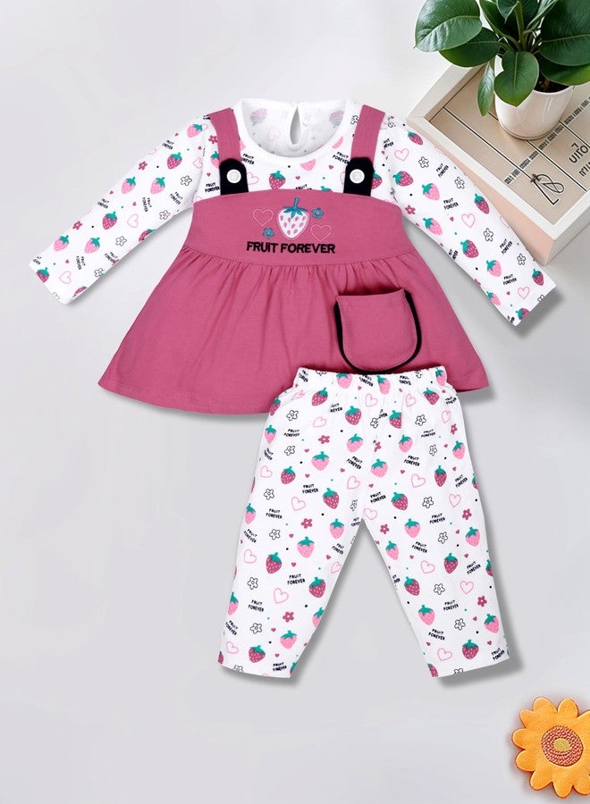 FEBVIBE Baby Boy and Girl Full Sleeves Top with Pyjama Set, Baby Girl's Cotton Frock Top With Leggings Frock Set Ideal for Baby Boy and Girl Wearing Festival and Wedding (Pink, 0 Month -3 Months) - Image 4