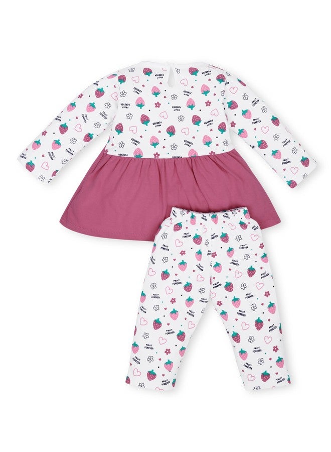 FEBVIBE Baby Boy and Girl Full Sleeves Top with Pyjama Set, Baby Girl's Cotton Frock Top With Leggings Frock Set Ideal for Baby Boy and Girl Wearing Festival and Wedding (Pink, 0 Month -3 Months) - Image 3