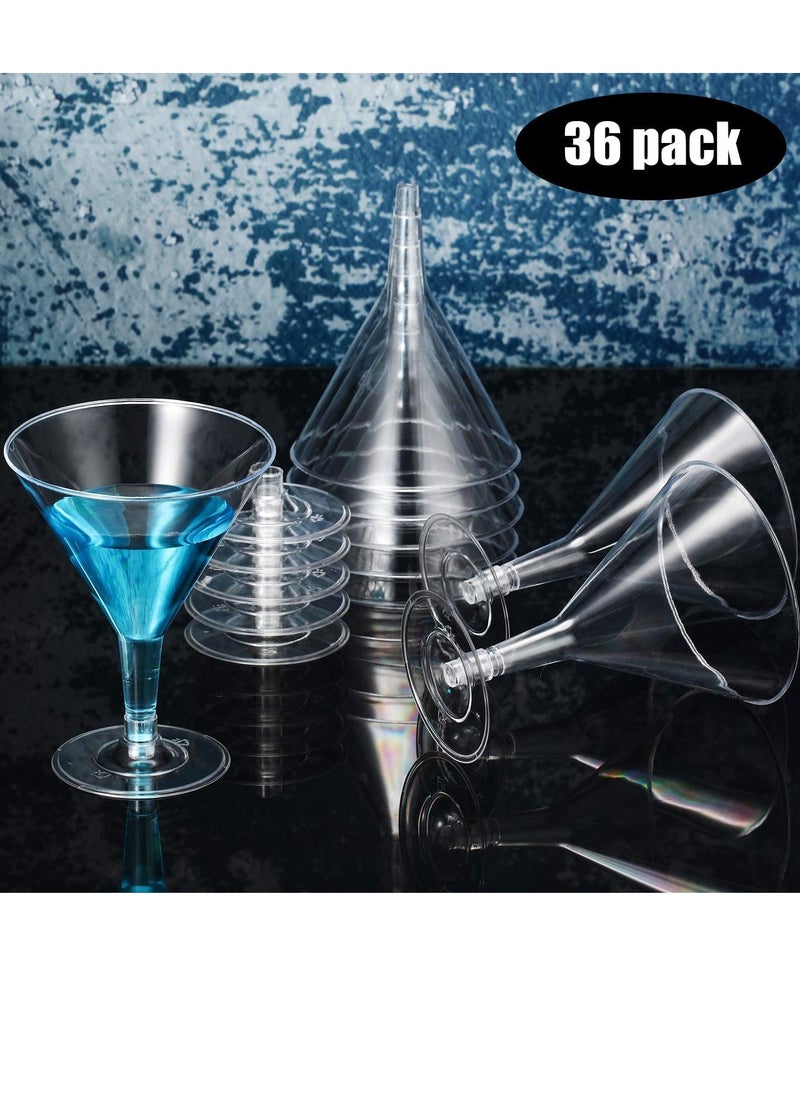 SYOSI - Drink Glasses, 36 Pcs Reusable Clear Stemmed Party Cups for Party Camping Picnics Hot Tubs Pools 200ml (9.5 x 12.5cm) - Image 1