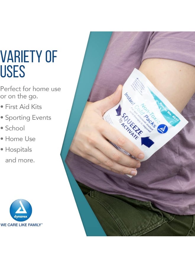 Dynarex - Dynarex Instant Cold Packs with Urea - Disposable Ice Packs for Injuries, Muscle & Joint Pain, Cramps, Headache - Quick Cold Compress Packs for Sprain & Bruises - Individually Packed - 24-Pack, 4"x5" - Image 1