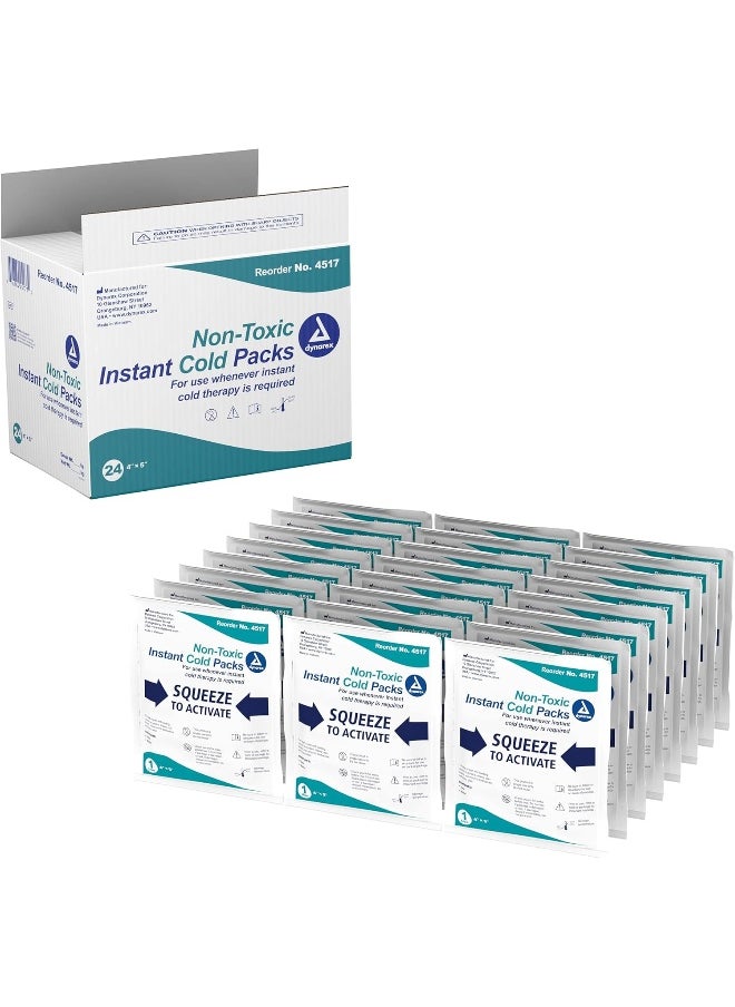 Dynarex - Dynarex Instant Cold Packs with Urea - Disposable Ice Packs for Injuries, Muscle & Joint Pain, Cramps, Headache - Quick Cold Compress Packs for Sprain & Bruises - Individually Packed - 24-Pack, 4"x5" - Image 1