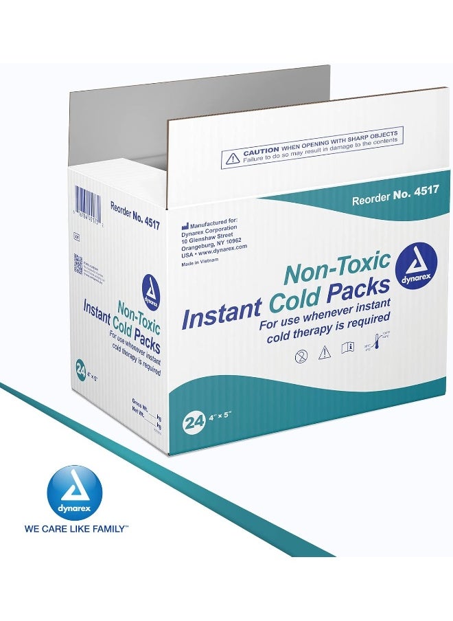 Dynarex - Dynarex Instant Cold Packs with Urea - Disposable Ice Packs for Injuries, Muscle & Joint Pain, Cramps, Headache - Quick Cold Compress Packs for Sprain & Bruises - Individually Packed - 24-Pack, 4"x5" - Image 1