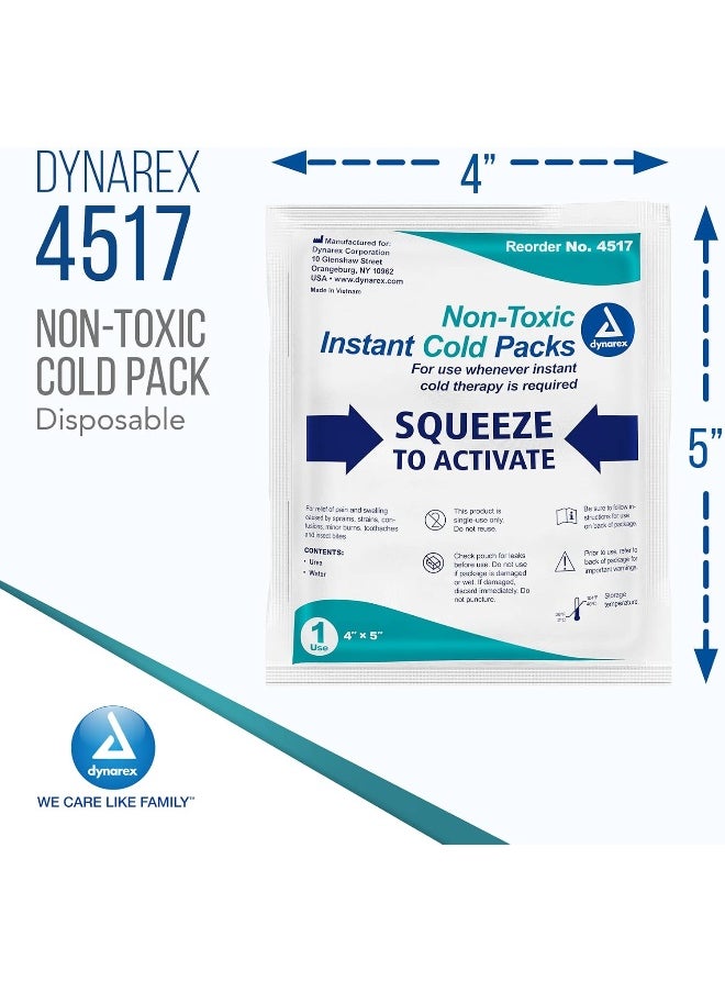 Dynarex - Dynarex Instant Cold Packs with Urea - Disposable Ice Packs for Injuries, Muscle & Joint Pain, Cramps, Headache - Quick Cold Compress Packs for Sprain & Bruises - Individually Packed - 24-Pack, 4"x5" - Image 1