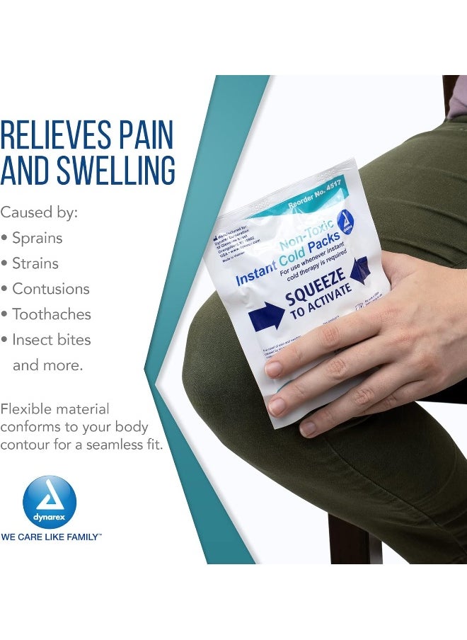 Dynarex - Dynarex Instant Cold Packs with Urea - Disposable Ice Packs for Injuries, Muscle & Joint Pain, Cramps, Headache - Quick Cold Compress Packs for Sprain & Bruises - Individually Packed - 24-Pack, 4"x5" - Image 1