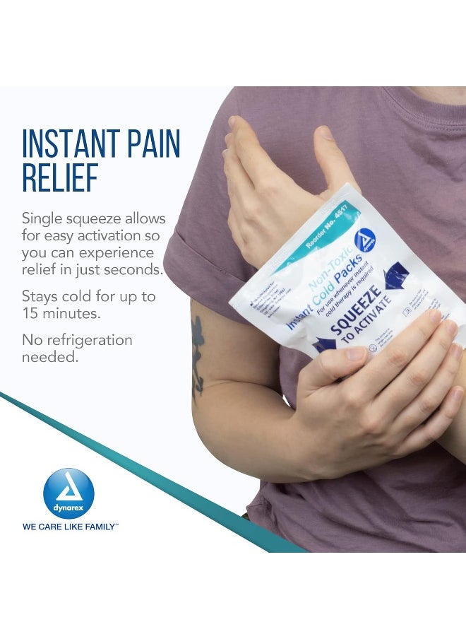 Dynarex - Dynarex Instant Cold Packs with Urea - Disposable Ice Packs for Injuries, Muscle & Joint Pain, Cramps, Headache - Quick Cold Compress Packs for Sprain & Bruises - Individually Packed - 24-Pack, 4"x5" - Image 1
