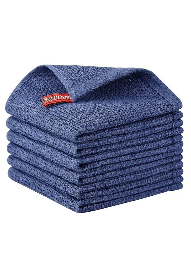 Zikra Ultra Soft 100% Cotton Kitchen Dish Cloths, 6-Pack Quick Drying Absorbent Tea Towels, 12x12 Inches, Navy Blue - Perfect for Everyday Use and Kitchen Cleaning. - Image 1