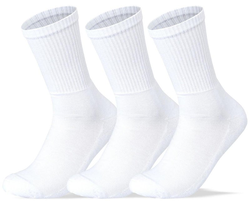 SAM SOCKS Women Set of 3 Half Terry Long Sport Socks Plain White 36-40 EU - Image 1
