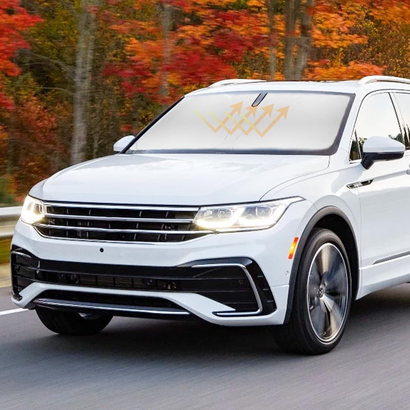 Windshield Sun Shade Car Sunshade for 20182025 Volkswagen VW Tiguan Accessories Windshield Sun Visor Cover for VW Tiguan Foldable Front Window Shield Protect Car from Sun Rays Heat Protection