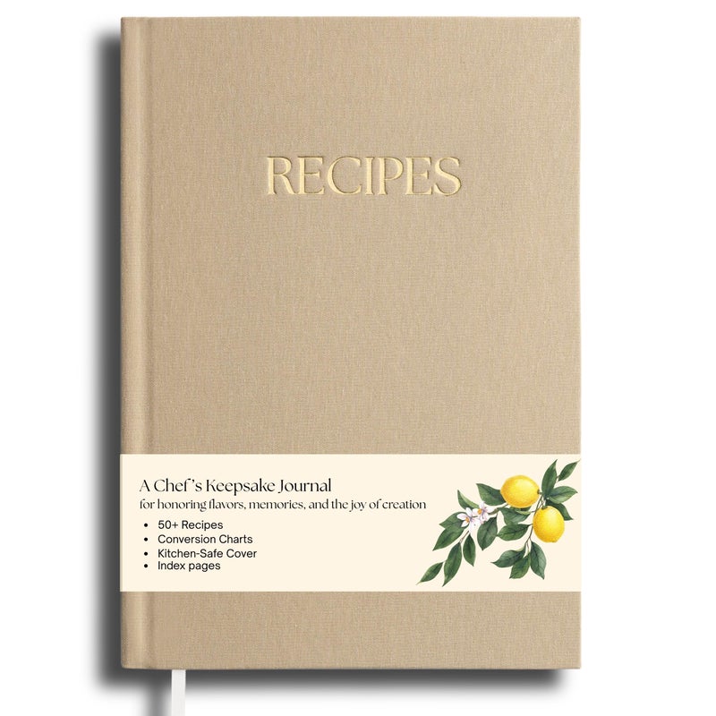 Paperell Recipe Book to Write in Your Own Recipes - Recipe Book - Premium Water-Resistant Fabric Hard-Cover Recipe Journal - Blank Recipe Notebook - Keepsake Gift for Mom - Sand - Image 1