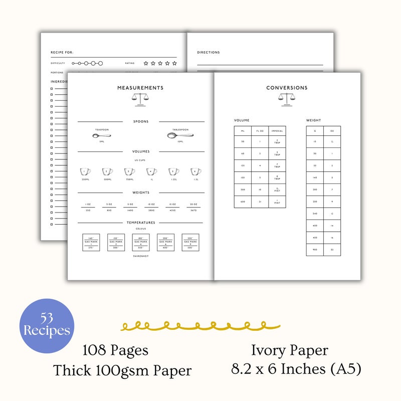 Paperell Recipe Book to Write in Your Own Recipes - Recipe Book - Premium Water-Resistant Fabric Hard-Cover Recipe Journal - Blank Recipe Notebook - Keepsake Gift for Mom - Sand - Image 4
