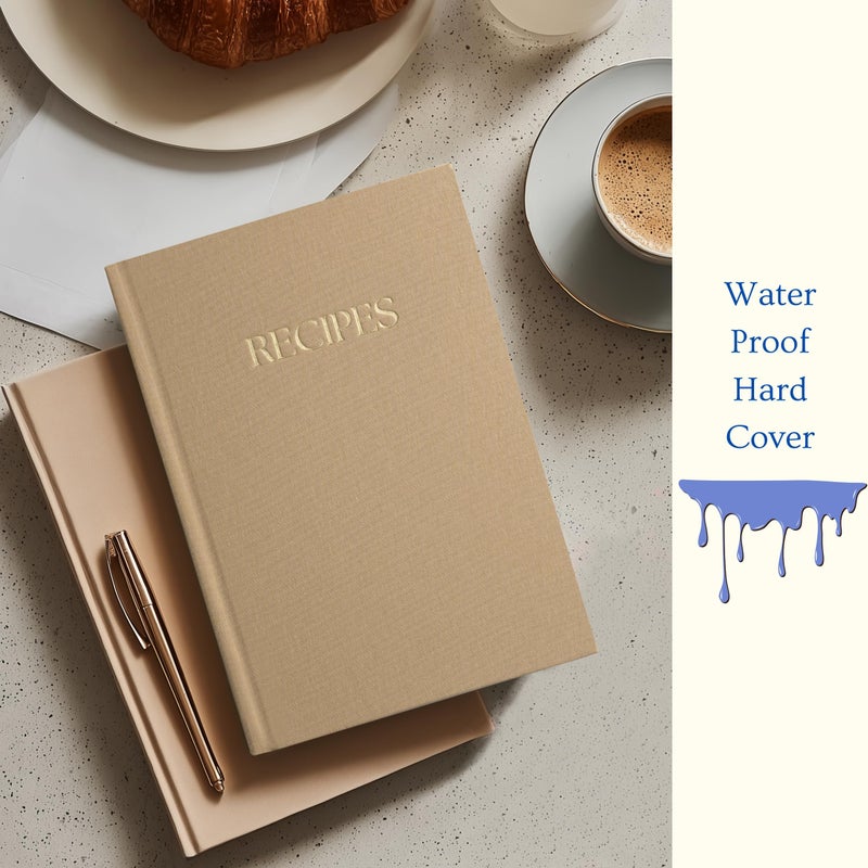 Paperell Recipe Book to Write in Your Own Recipes - Recipe Book - Premium Water-Resistant Fabric Hard-Cover Recipe Journal - Blank Recipe Notebook - Keepsake Gift for Mom - Sand - Image 2