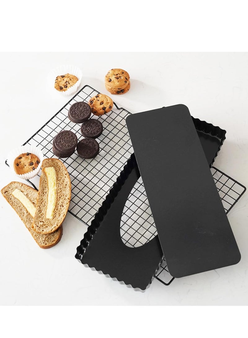Premium Nonstick 14-Inch Rectangular Tart Pan with Removable Bottom - Perfect for Quiches, Pies, Cheesecakes, and Desserts - Durable Bakeware for Easy Release and Cleanup  - Image 2
