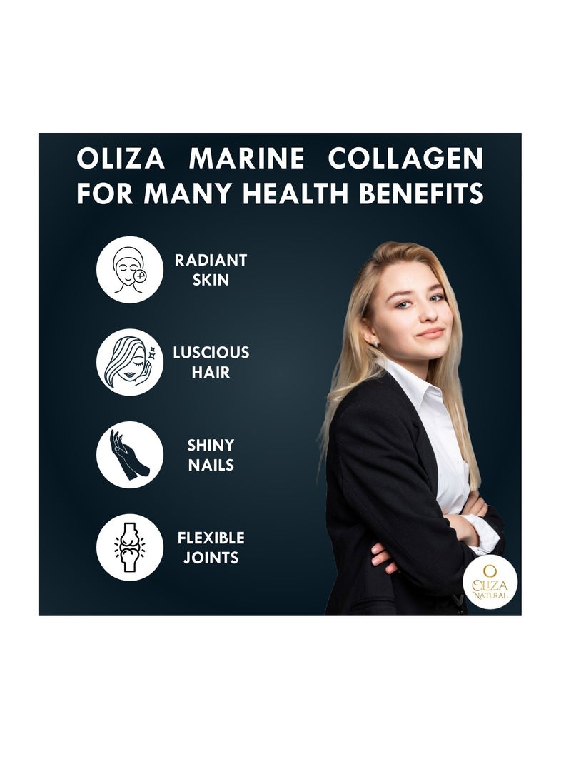 Oliza Natural Marine Collagen Peptides Powder With Glutathione 200gm Unflavored | Advanced Formula With Biotin ,Hyaluronic Acid, Vitamin E, Vitamin C & Alpha Lipoic Acid For Radiant Skin and Stronger Hair  - Image 4