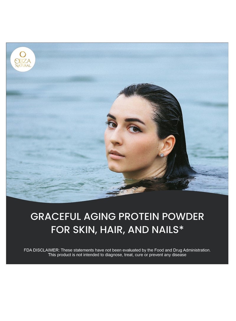 Oliza Natural Marine Collagen Peptides Powder With Glutathione 200gm Unflavored | Advanced Formula With Biotin ,Hyaluronic Acid, Vitamin E, Vitamin C & Alpha Lipoic Acid For Radiant Skin and Stronger Hair  - Image 3