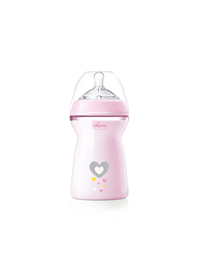 Chicco NaturalFeeling PP Baby Bottle 330ml, 6 Months+, Pink - Image 1
