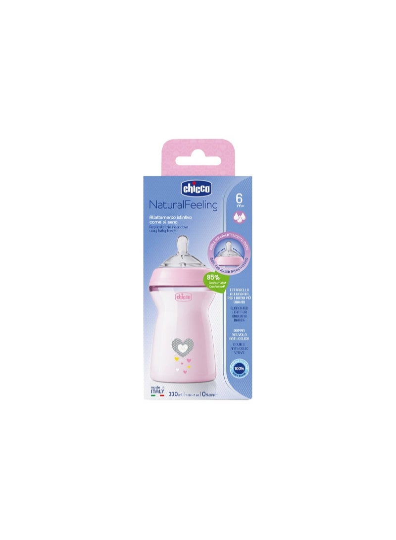 Chicco NaturalFeeling PP Baby Bottle 330ml, 6 Months+, Pink - Image 4