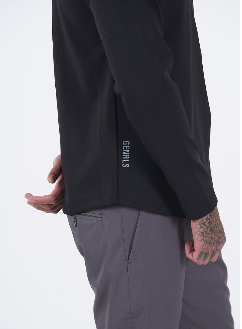 جينرلس طقم مكون من قطعتين من تي شيرت بأكمام طويلة باللونين الأزرق والأسود - Image 2