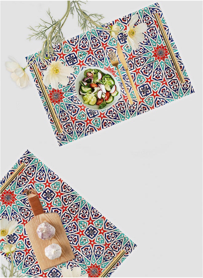 لوحة صينية تقديم مصنوعة من الأكريليك بمقابض معدنية ذهبية اللون مزخرفة بتصميم بلاط الفسيفساء  - Image 4