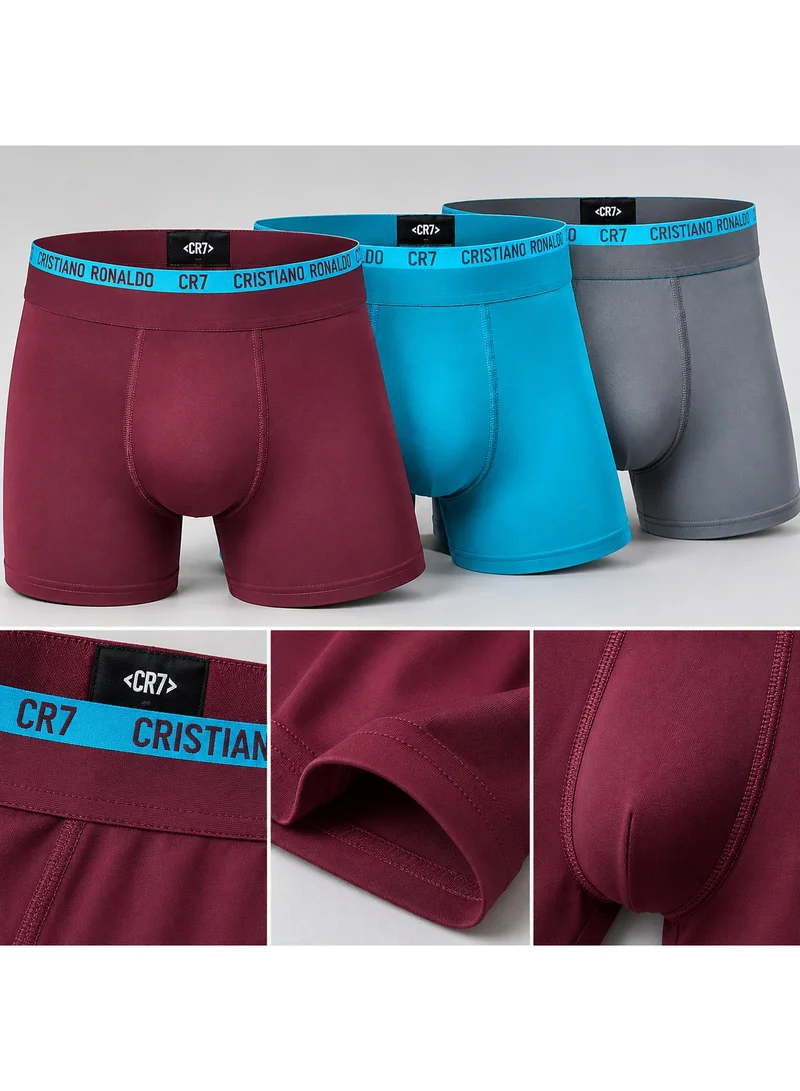 Cr7 CR7 Cristiano Ronaldo Men's Boxer Briefs, Pack of 3 - Burgundy, Turquoise Blue, Grey