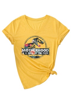 New MOTHERHOOD V-Neck Fashion Womens Tee 3812-yellow (color picture)