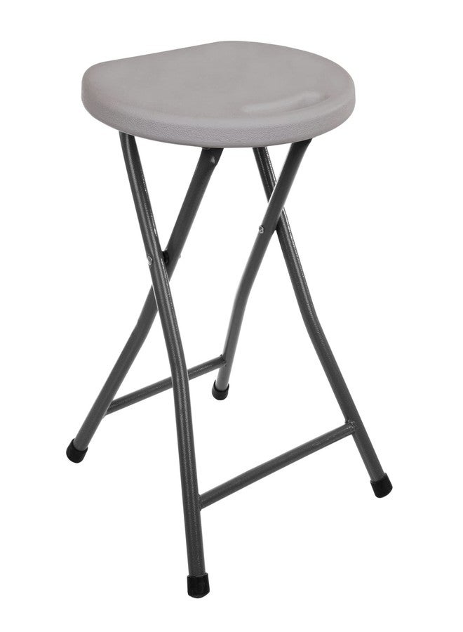 Mintra Office Mintra Folding Stools - 18.5in Height, Metal, Heavy Duty (1 Pack, Light Grey) - Image 1