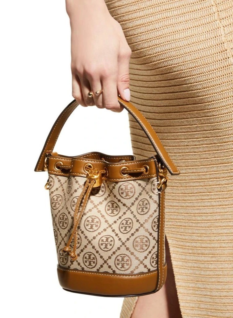 Burch Tory  Mini T Monogram Jacquard Bucket Bag - Image 2