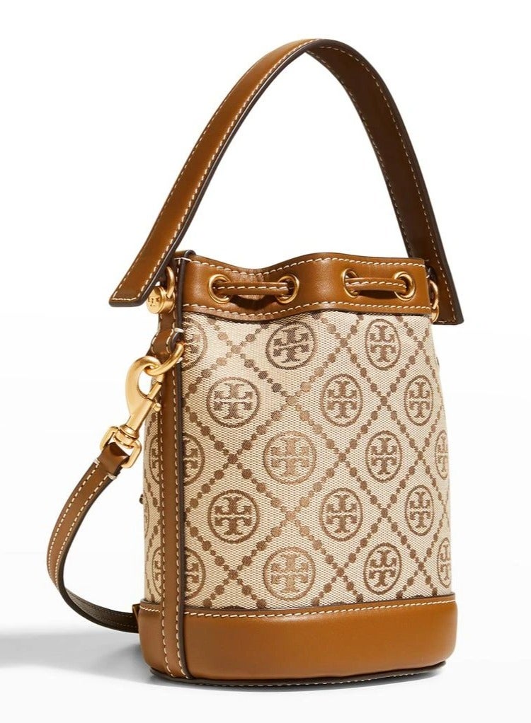 Burch Tory  Mini T Monogram Jacquard Bucket Bag - Image 4
