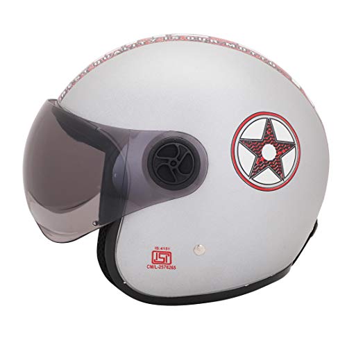 Sage Square ISI Certified Guardian Cruiser Open face Helmet for Royal Enfield and Others (Extra Large, Silver Matte) - Image 2
