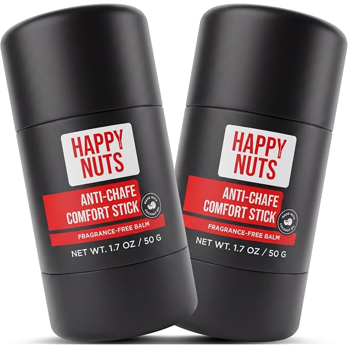 HAPPY NUTS Anti-Chafe Comfort Stick for Men: Ultimate Friction Defense & Chafing Prevention for Active Lifestyles - Perfect for Runners, Cyclists, and Active Men Who Experience Chafing (2 Pack) - Image 1