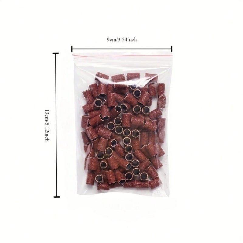 Burgundy 102 Pack Nail Sanding Bands 80 240 Mixed Grit Rollers Manicure Pedicure Bits - Image 4