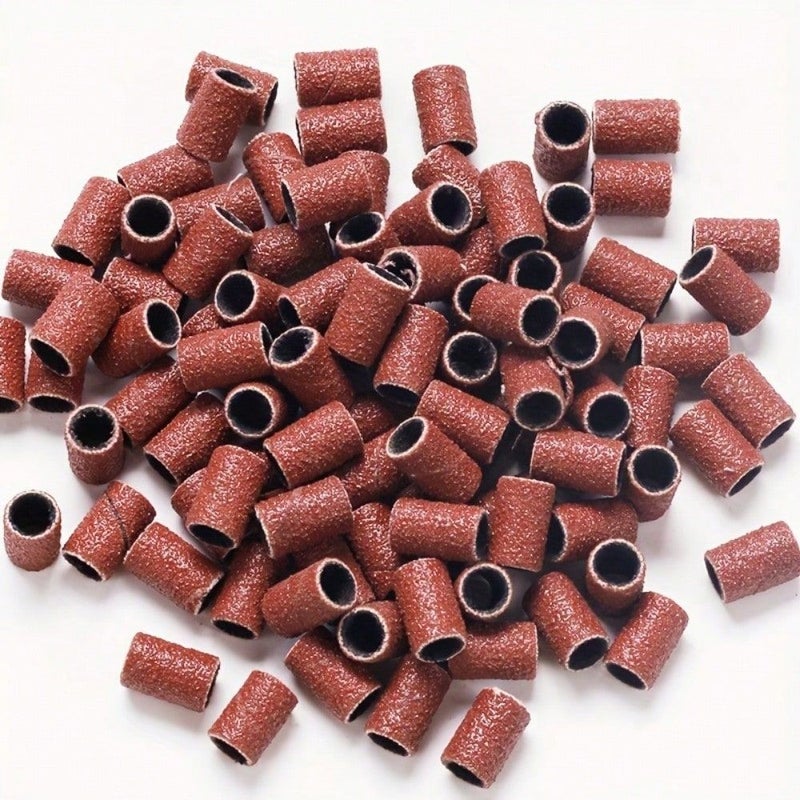 Burgundy 102 Pack Nail Sanding Bands 80 240 Mixed Grit Rollers Manicure Pedicure Bits - Image 2