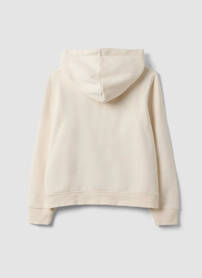 او في اس OVS White Cotton-Blend Regular-Fit Hoodie