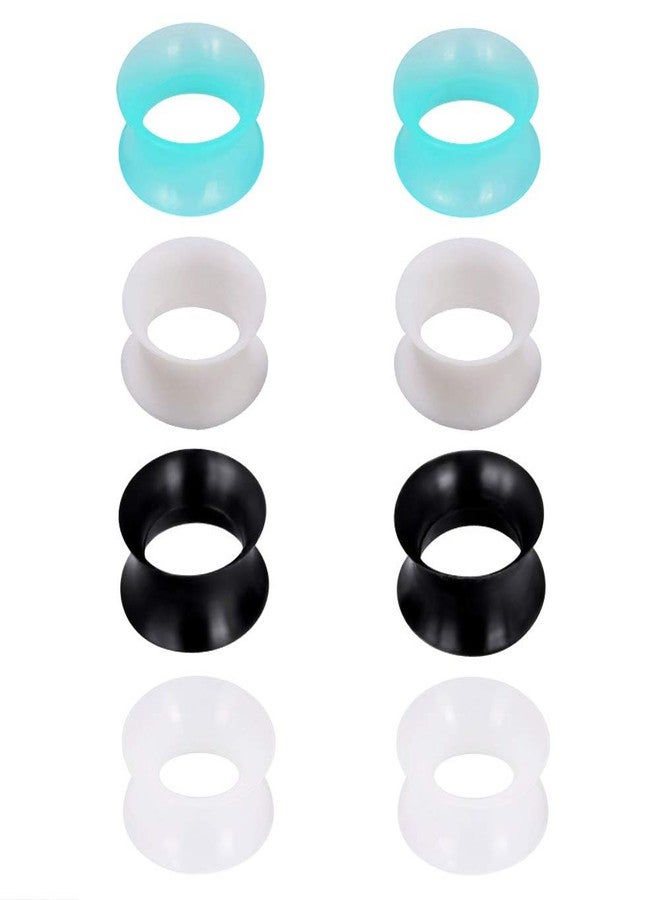 Stuppendux 4Pairs Black White Transparent Turquoise Soft Silicone Flexible Ear Skin Tunnels Plugs Expanders Gauges Hollow Body Piercing 5/8" 16mm - Image 1