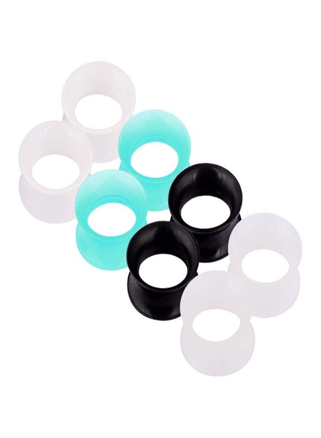 Stuppendux 4Pairs Black White Transparent Turquoise Soft Silicone Flexible Ear Skin Tunnels Plugs Expanders Gauges Hollow Body Piercing 5/8" 16mm - Image 3