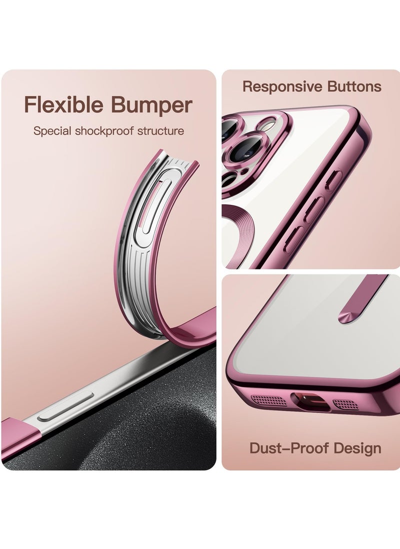 Houmt - iPhone 15 Pro Max Case Electroplated Magnetic Case Support Wireless Charging Transparent Camera Lens Protector Shockproof iPhone 15 Pro Max Magsafe Cover 6.7 Inch - Image 1