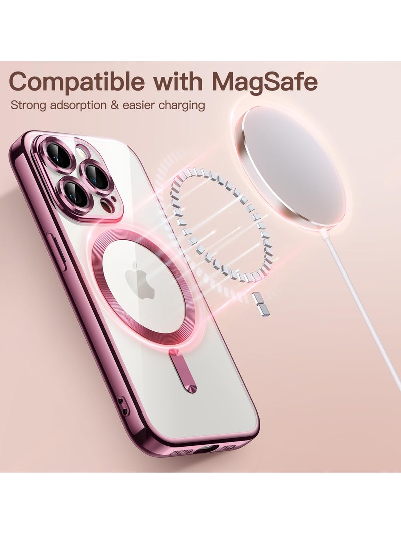 Houmt - iPhone 15 Pro Max Case Electroplated Magnetic Case Support Wireless Charging Transparent Camera Lens Protector Shockproof iPhone 15 Pro Max Magsafe Cover 6.7 Inch - Image 1