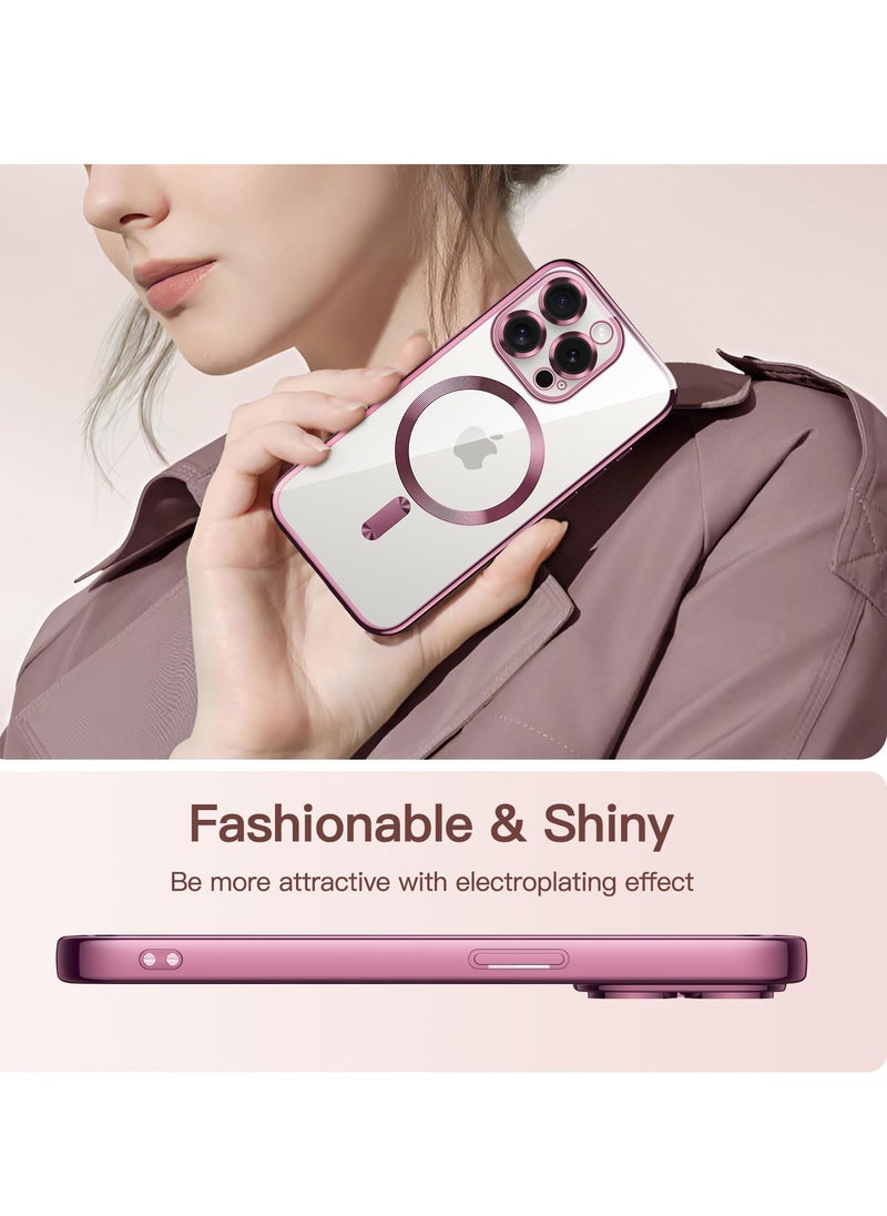 Houmt - iPhone 15 Pro Max Case Electroplated Magnetic Case Support Wireless Charging Transparent Camera Lens Protector Shockproof iPhone 15 Pro Max Magsafe Cover 6.7 Inch - Image 1