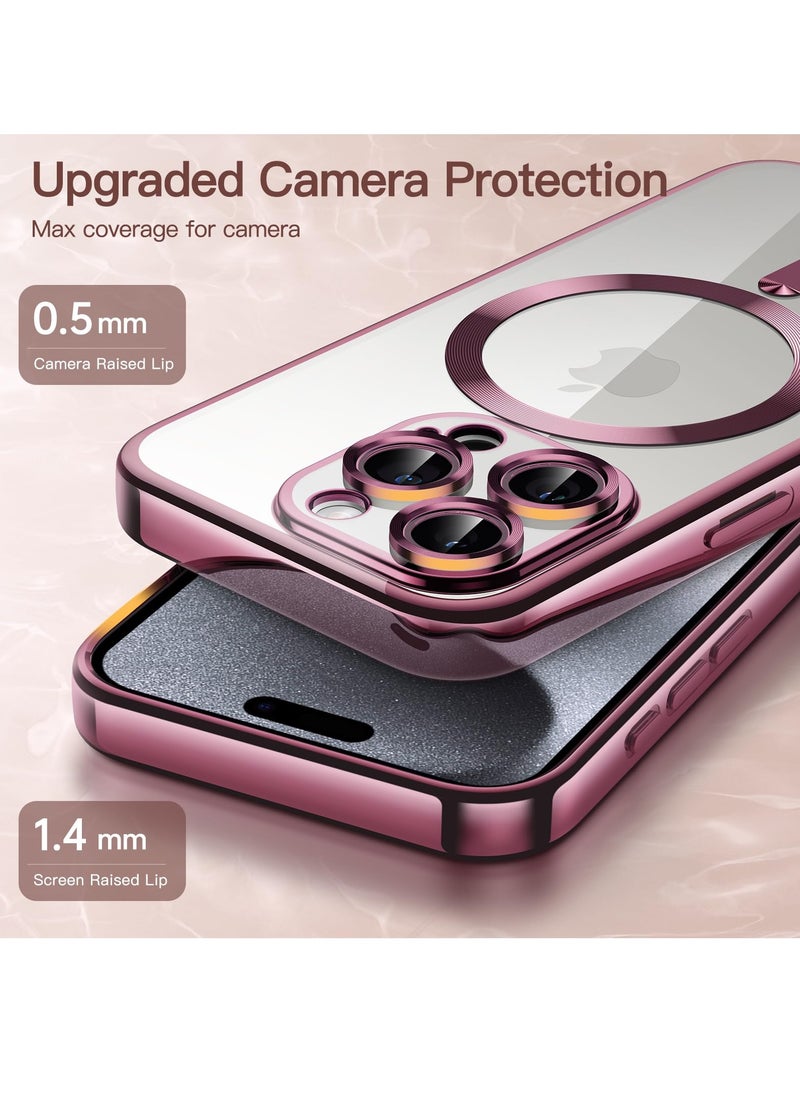 Houmt - iPhone 15 Pro Max Case Electroplated Magnetic Case Support Wireless Charging Transparent Camera Lens Protector Shockproof iPhone 15 Pro Max Magsafe Cover 6.7 Inch - Image 1