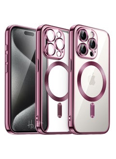 iPhone 15 Pro Max Case Electroplated Magnetic Case Support Wireless Charging Transparent Camera Lens Protector Shockproof iPhone 15 Pro Max Magsafe Cover 6.7 Inch