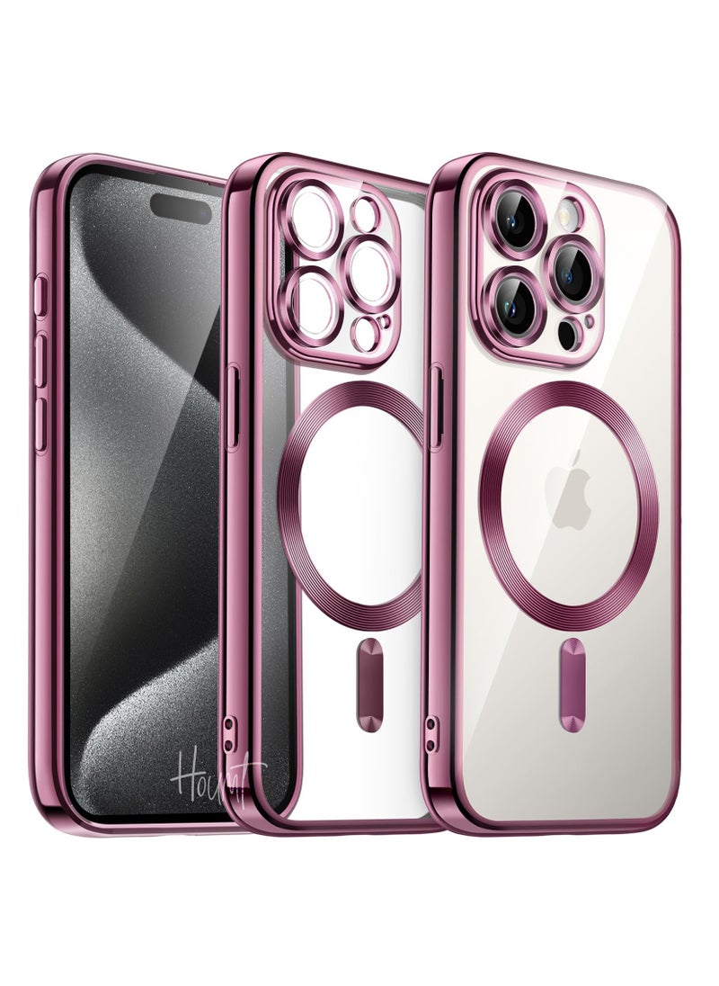 Houmt - iPhone 15 Pro Max Case Electroplated Magnetic Case Support Wireless Charging Transparent Camera Lens Protector Shockproof iPhone 15 Pro Max Magsafe Cover 6.7 Inch - Image 1