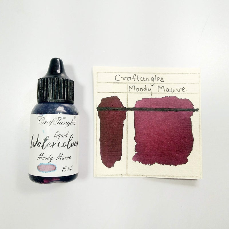 CrafTangles Liquid Watercolor (15 ml) - Moody Mauve (Pink Shade, Extremely Vibrant, Non Toxic) Paints for Professional Artist, Hobby Painters & Kids - Image 3