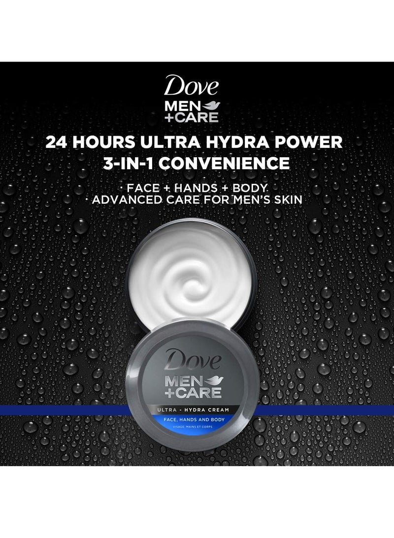 Dove Dove Men+Care Ultra Hydra Cream, Face, Hands and Body care, All Skin Types, 3-Pack of 5.07 Oz Each, Jar - Image 2