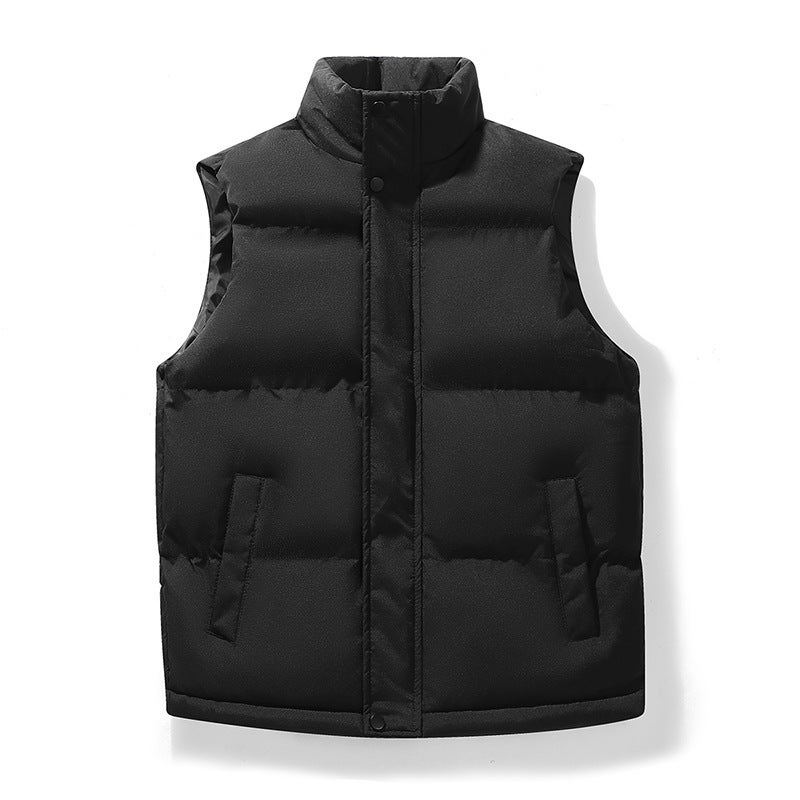 Cross-border New Autumn and Winter Vest Mens Foreign Trade Down Cotton-padded Jacket Fashion All-match Sleeveless Jacket Loose Couples Vest Black