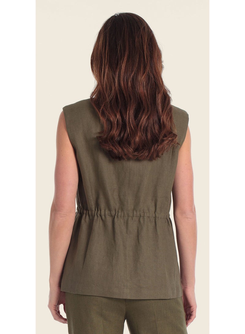 GERRY WEBER Linen Vest With Elasticated Waistband - Image 2