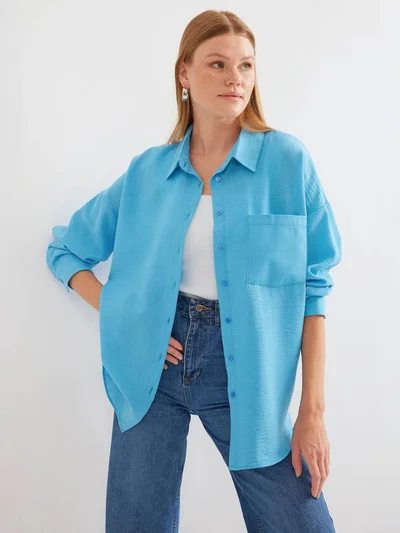 BIG DART BDART Linen Blended Shirt with Button Closure