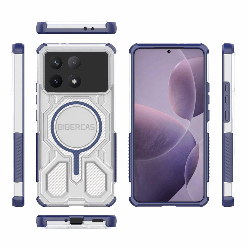 BIBERCAS For Redmi K70 Transparent Color Series Magsafe Air Bag Shockproof Phone Case(Blue) - Image 2