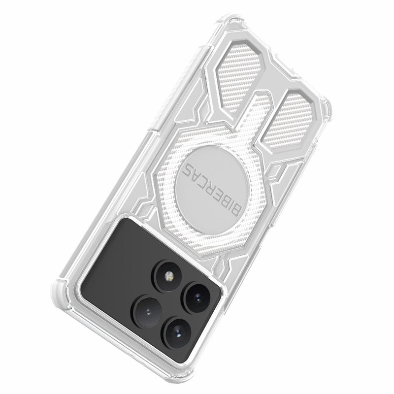 BIBERCAS For Redmi K70 Transparent Color Series Magsafe Air Bag Shockproof Phone Case(Blue) - Image 5