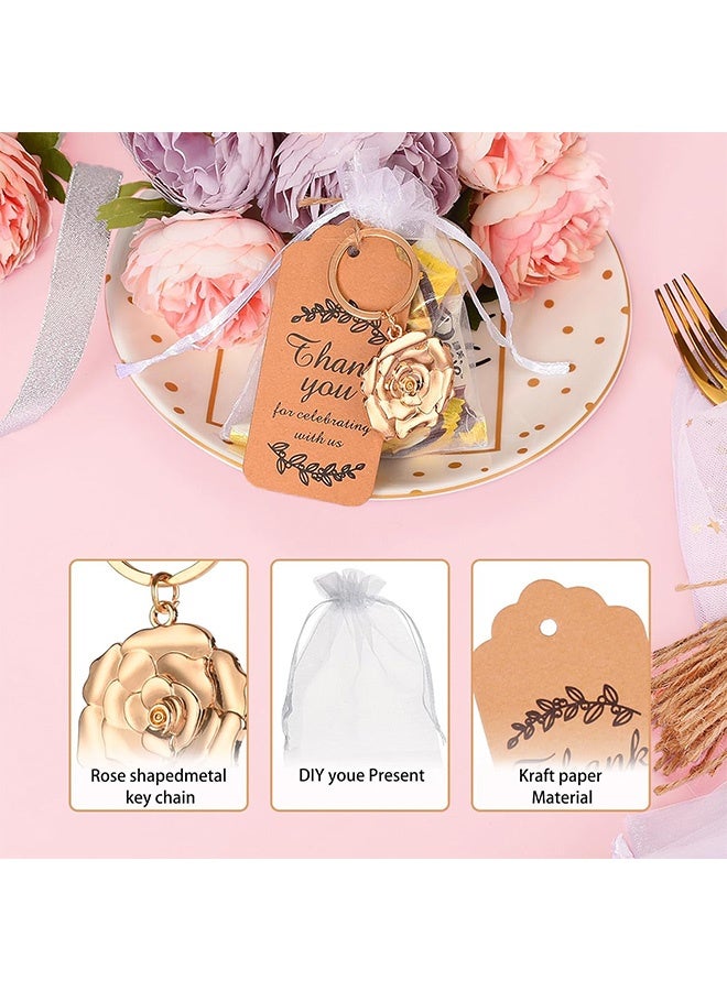 GD 20 PCS Rose Shaped Keychain, Steel Aesthetic Keyring Charm Accessories, key Ring for baby shower wedding or bridal shower gifts - Image 3