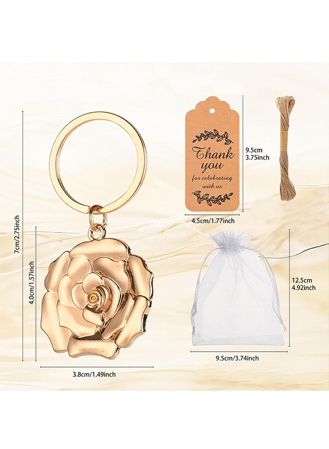 GD 20 PCS Rose Shaped Keychain, Steel Aesthetic Keyring Charm Accessories, key Ring for baby shower wedding or bridal shower gifts - Image 2